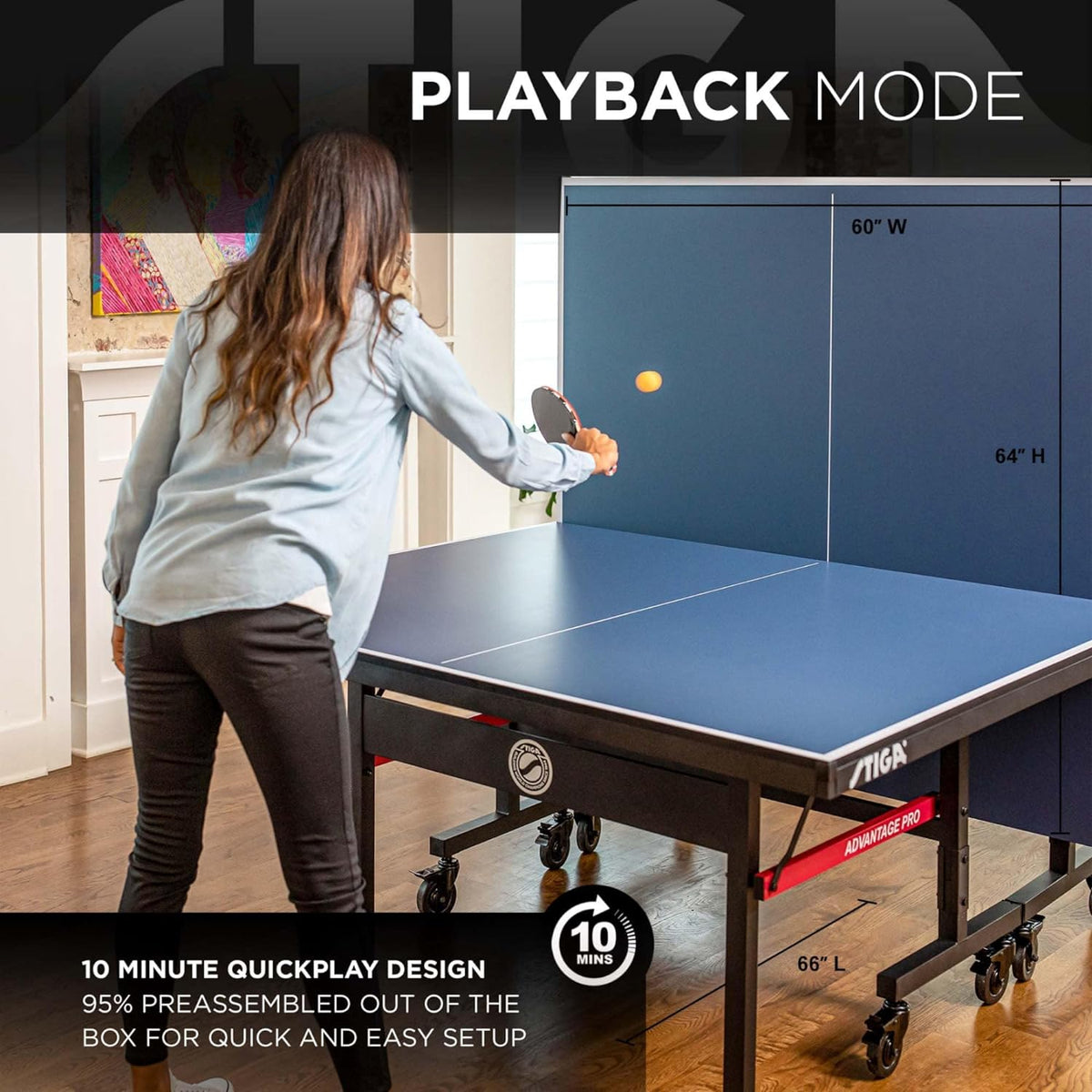 STIGA Advantage Series Indoor Ping Pong Table, 13,15,18, and 25Mm Tabletops