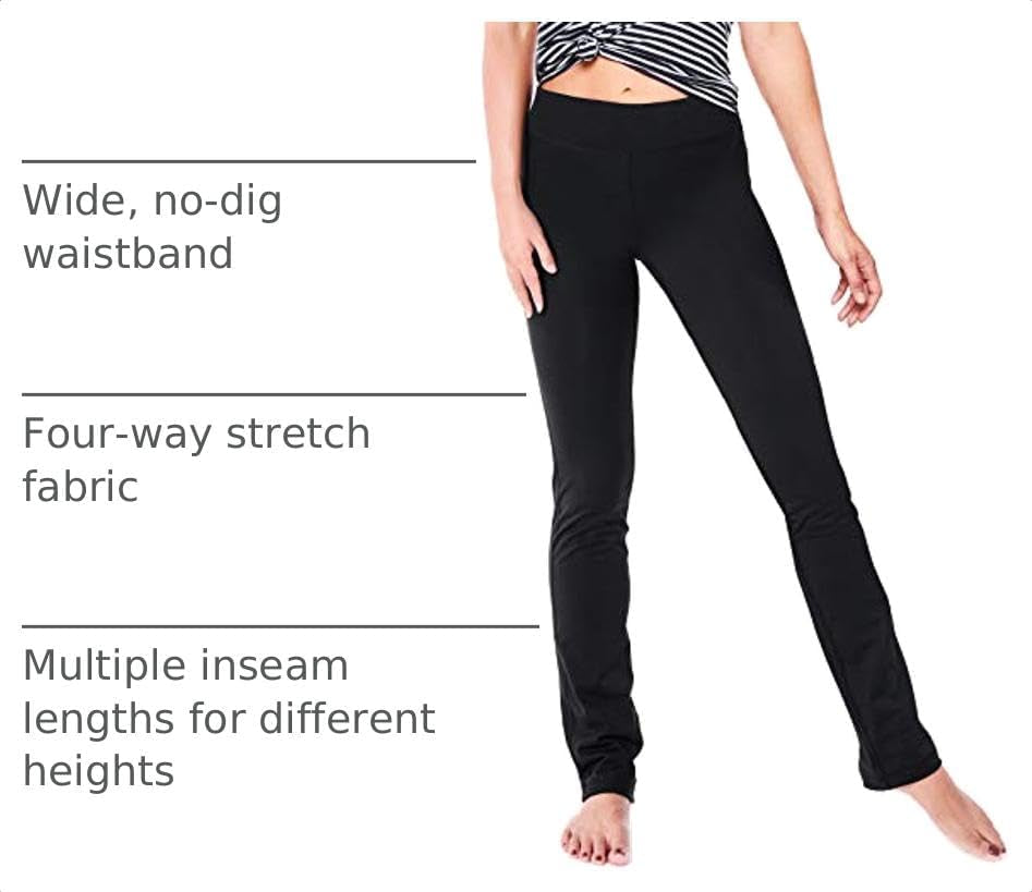 Women's Slim Straight Leg Yoga Pants with Inseam Options of 27" to 35"