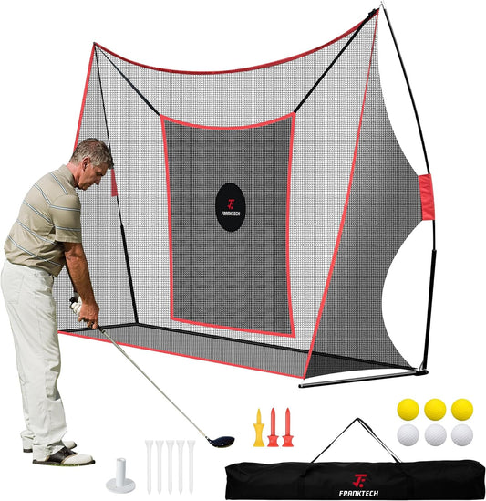 Golf Practice Net - Heavy Duty Driving Range Net with High Impact Chipping Target, Include Carry Bag and Golf Balls for Indoor Outdoor