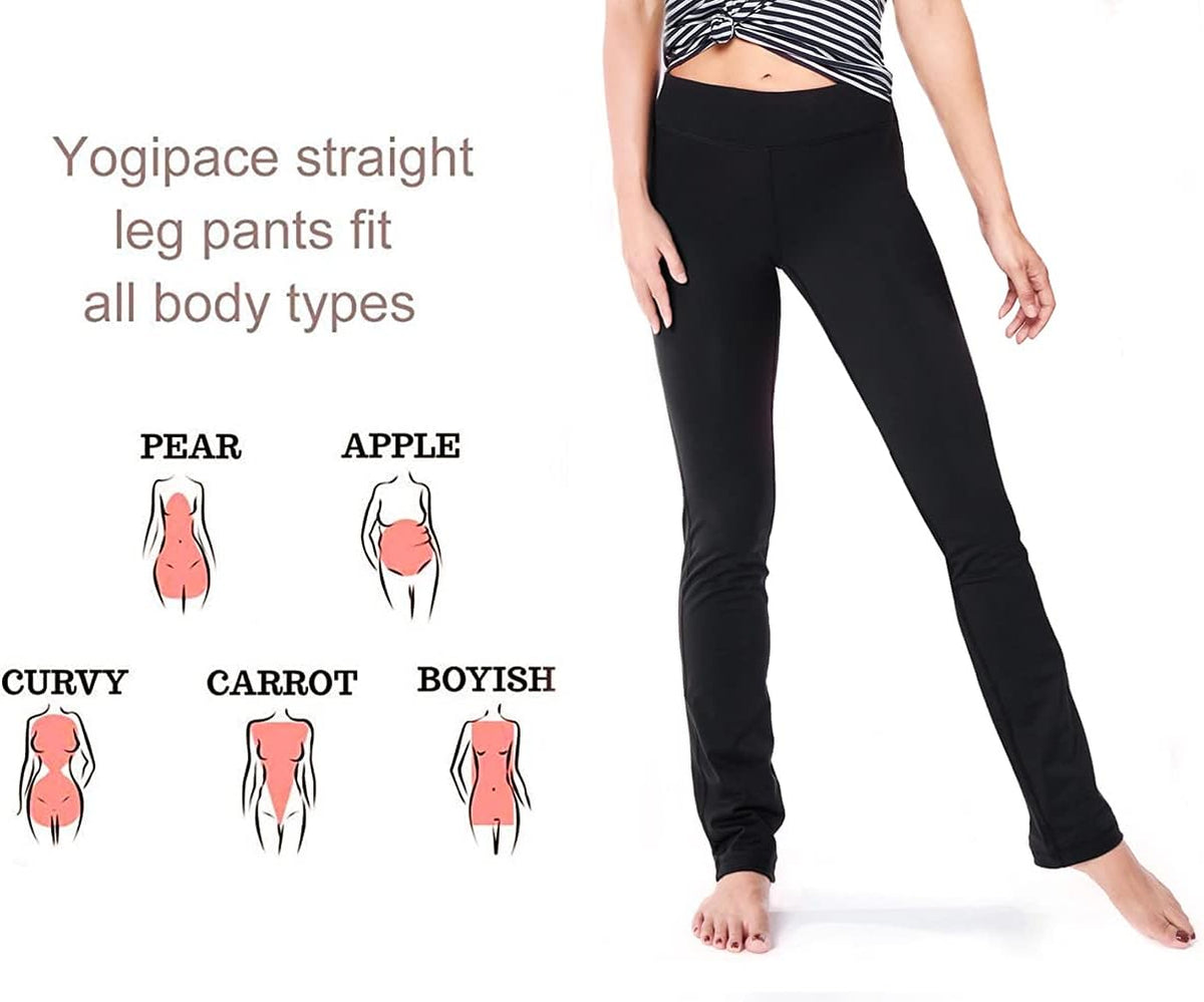 Women's Slim Straight Leg Yoga Pants with Inseam Options of 27" to 35"