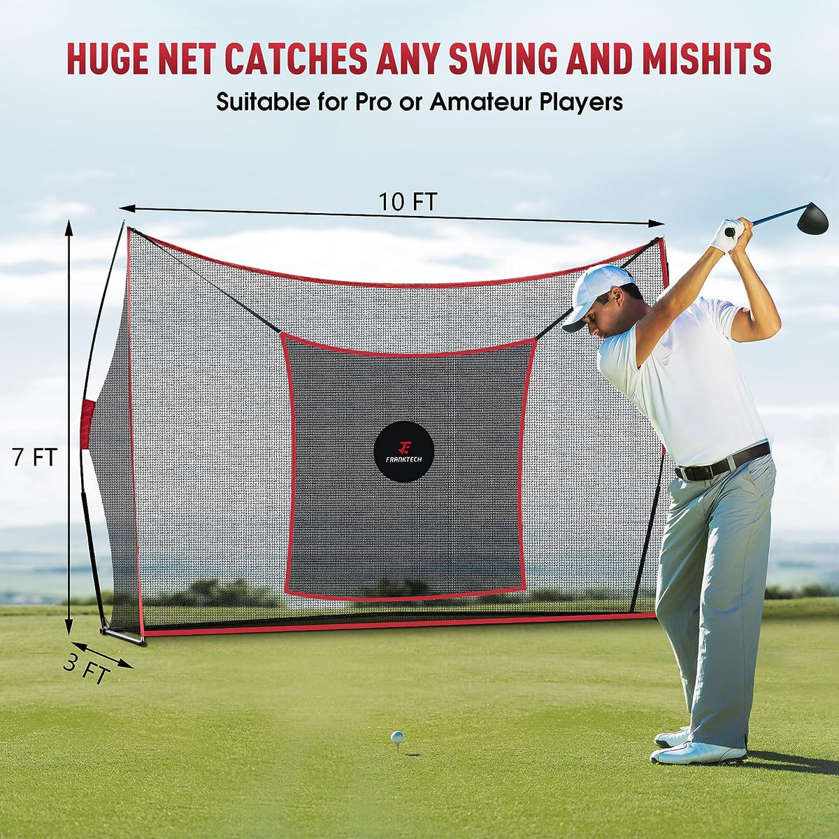 Golf Practice Net - Heavy Duty Driving Range Net with High Impact Chipping Target, Include Carry Bag and Golf Balls for Indoor Outdoor