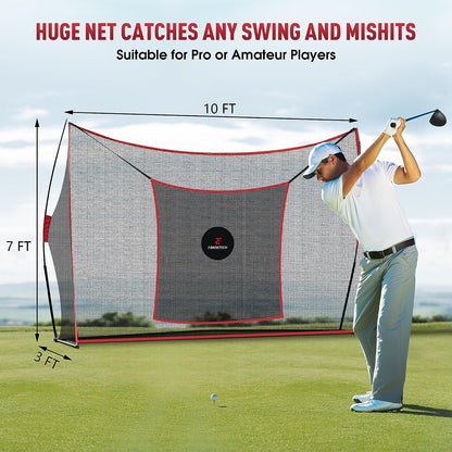 Golf Practice Net - Heavy Duty Driving Range Net with High Impact Chipping Target, Include Carry Bag and Golf Balls for Indoor Outdoor