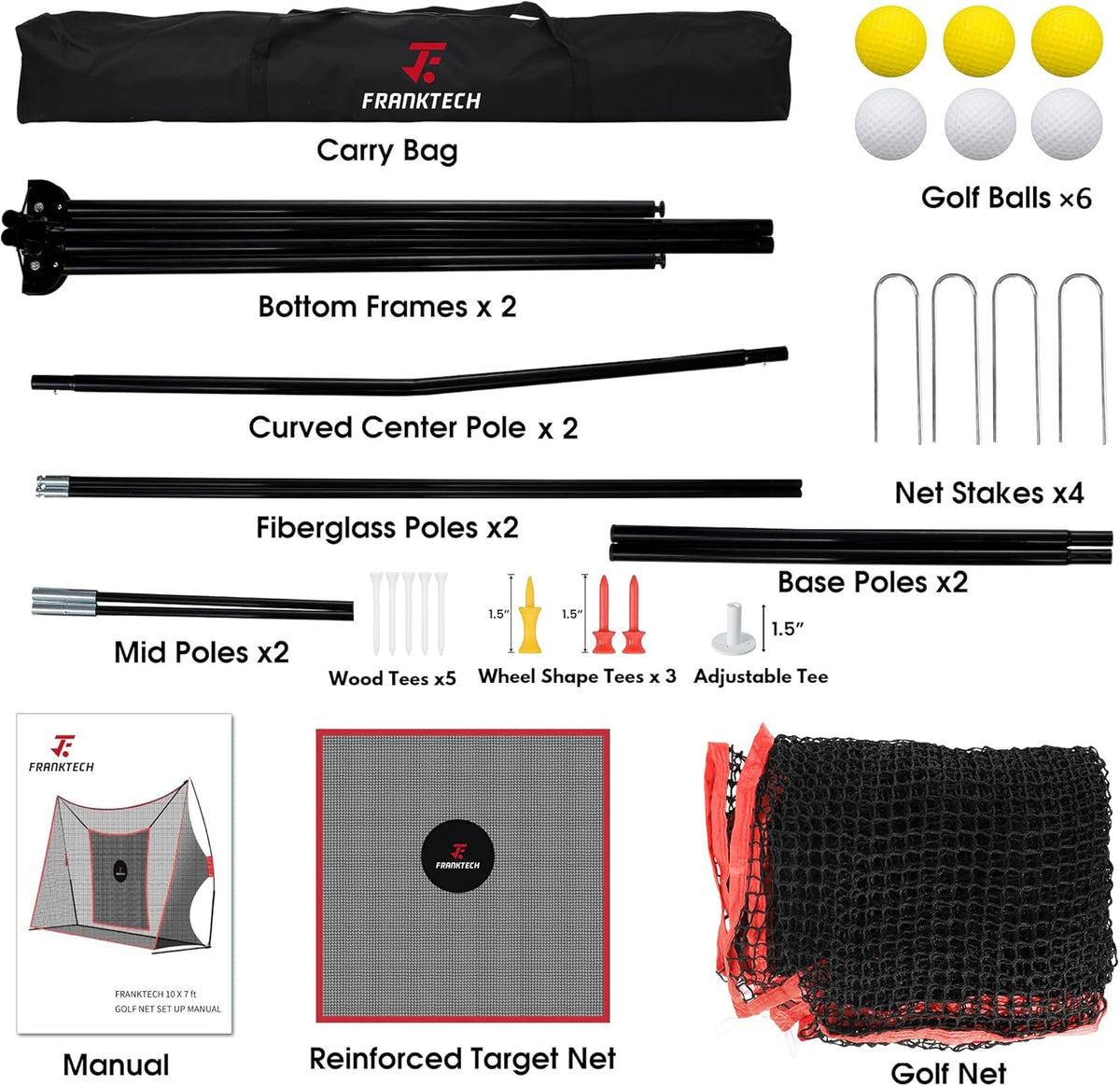 Golf Practice Net - Heavy Duty Driving Range Net with High Impact Chipping Target, Include Carry Bag and Golf Balls for Indoor Outdoor
